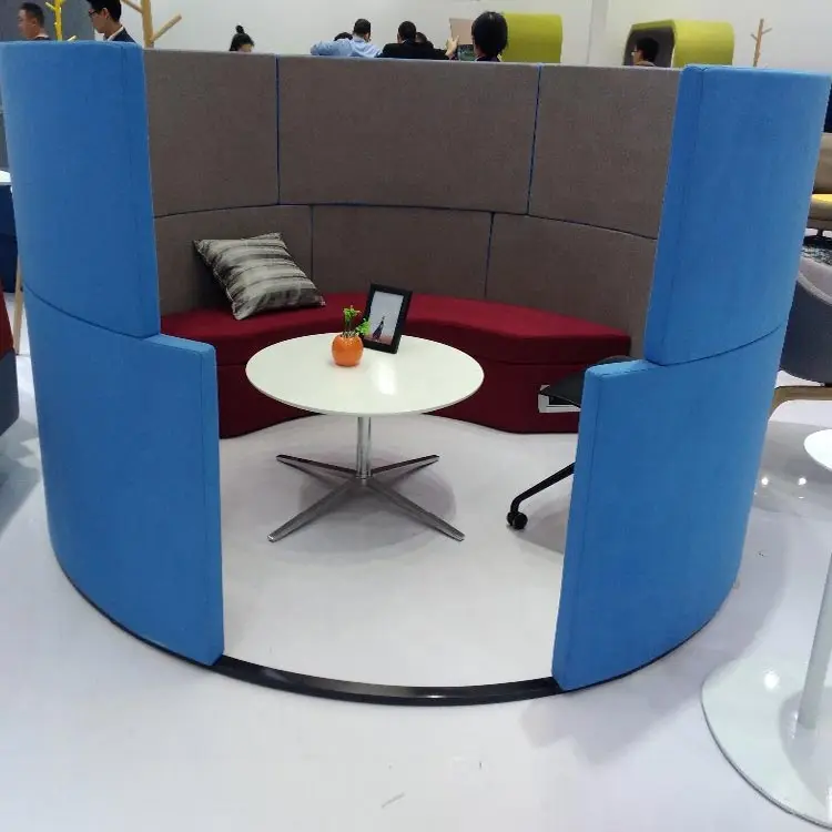 Modern round sofa sets office meeting privacy booth with plugged into electricity