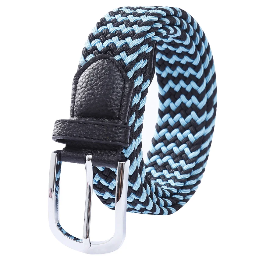 Braided Stretch Rope Waist Belts Elastic Fabric Woven Elastic Custom Logo Golf Belt Braided Canvas Belts for Men/Women