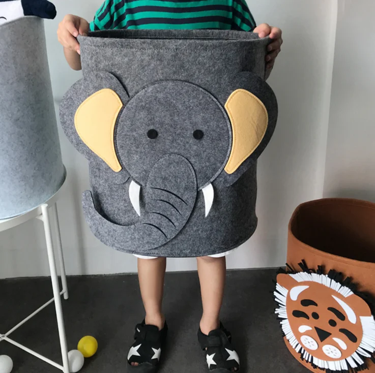 Custom Lion Elephant the Felt Storage Basket Organizer for kids toys