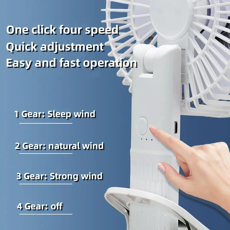 A2 Portable Handheld Fan 3 gear Adjustable Mini Electric Fan With Clip USB Rechargeable For School Silent Desk Clip Fan