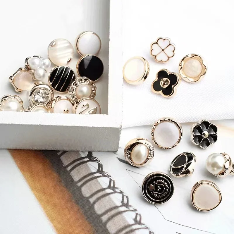 Assorted Pearl Buttons Resin White Pearl Shank Button Vintage Sewing Button for Crafts Clothes Wedding Dress