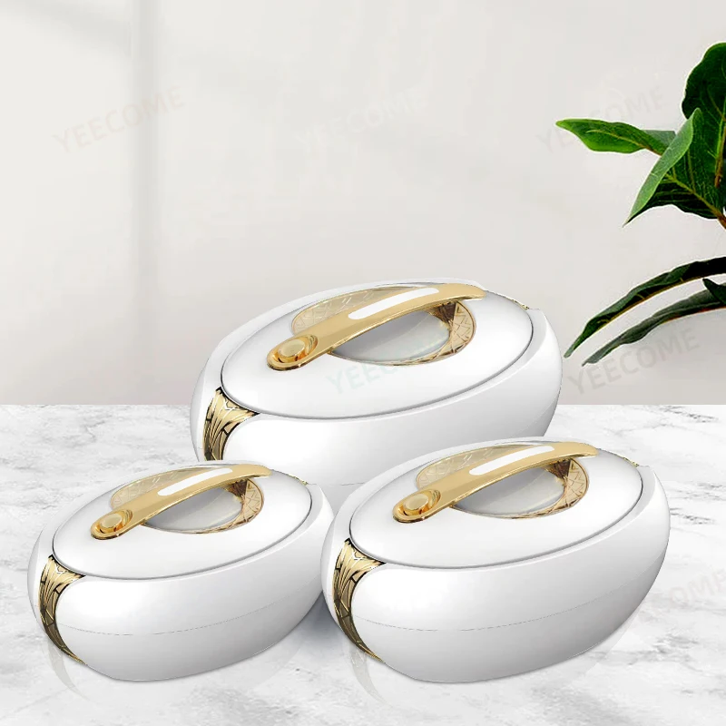 Custom Logo New Luxury Food Warmer Keep Food Fresh Casserole Set Oval  4+5+6L Food Warmer Hot Pot