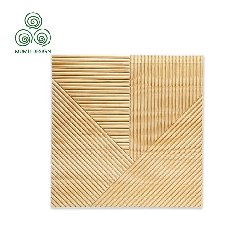 MUMU 3D Home Decorative Luxury Puzzle Solid Wood Interior Curved Accent Wood Panel Sheeting
