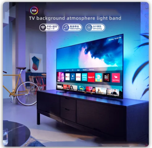 TVWiFi TV LED Strip Lights RGB TV Lighting with APP Control and Music Sync for 21-80inch TVS PC