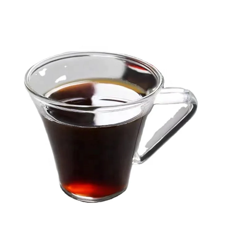 custom made  heat resistant high quality clear coffee cup with handle