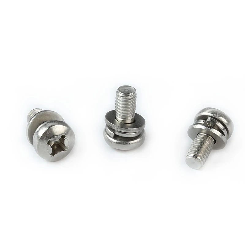 machine screws fasteners cross recessed small pan head screw single coil spring lock plain washer assemblies GB9074