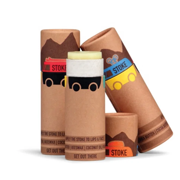 100% переработанный бальзам для губ бумажный тюбик контейнер пуш-ап на заказ косметический пластик экологически чистый дезодорант упаковка