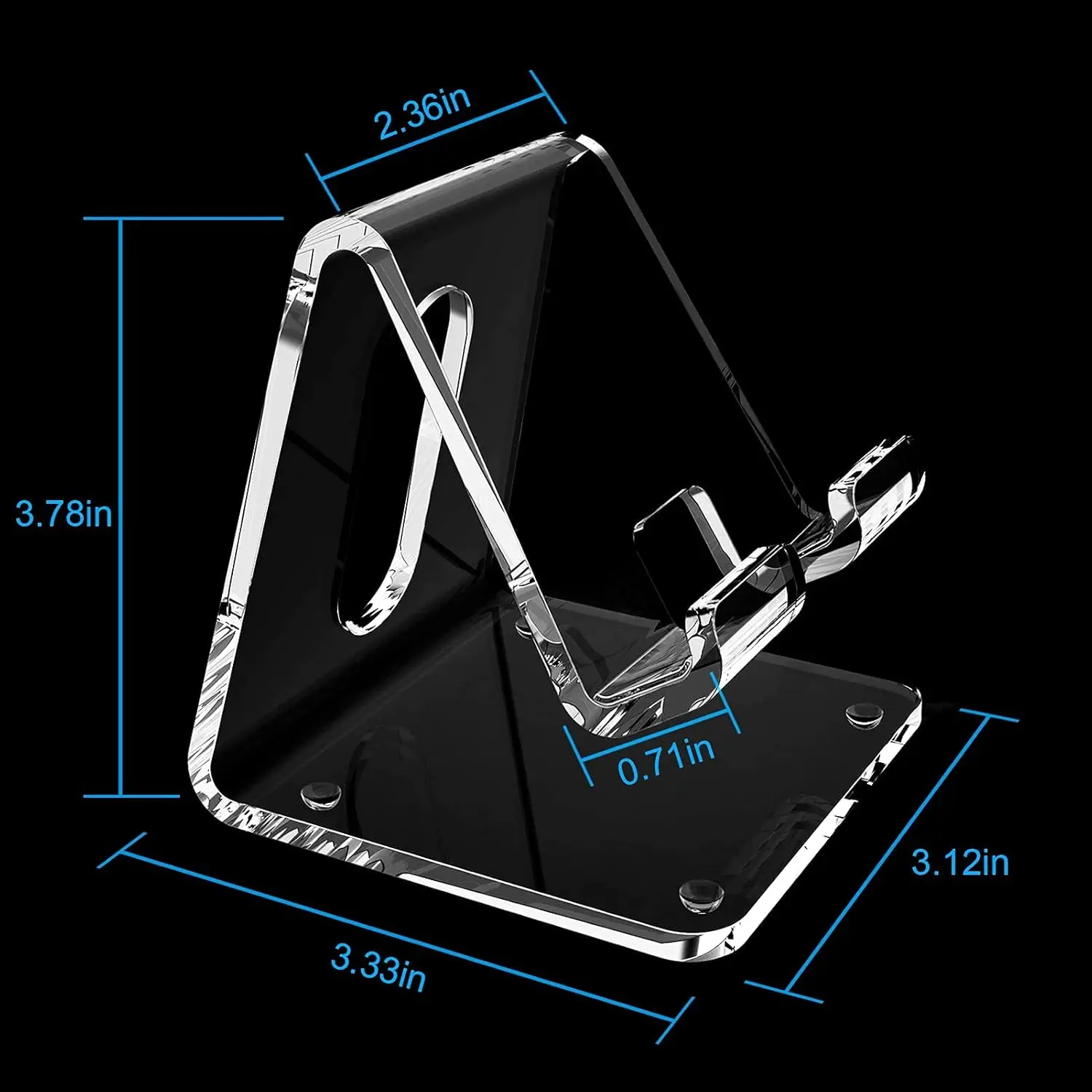 Acrylic Factory Custom Clear Portable Transparent Acrylic Cell Phone Stand Mobile Display Holder for Desk