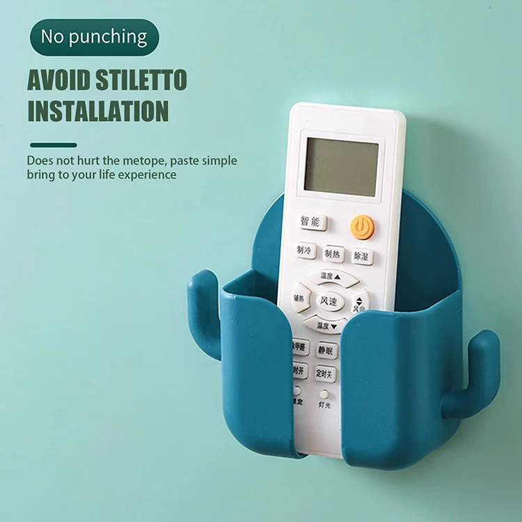 Wholesale Household Multifunctional Wall Mounted Storage Plastic Adhesive Phone Shelf Remote Control Storage Box