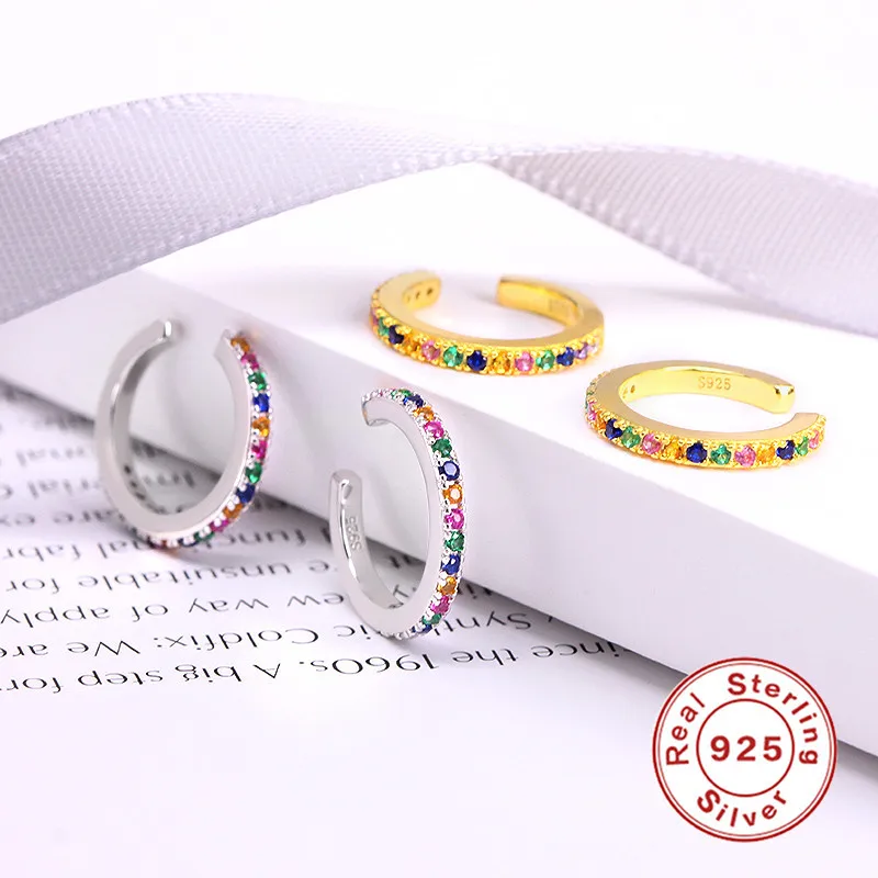 925 sterling silver clip on hoop earrings non piercing design ear clips without earring holes women ear cuff earrings 2022