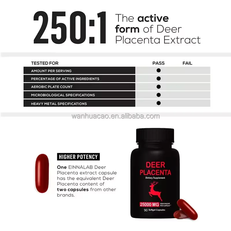 Factory Price Custom Anti Aging Capsules Deer Placenta Capsules Skin whitening deer placenta powder