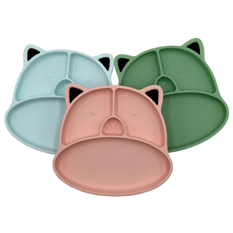 HOXC High Quality Ilicone Feeding Set Mini Portable Food Grade Silicone Training Suction Baby Food Plate For Baby Set
