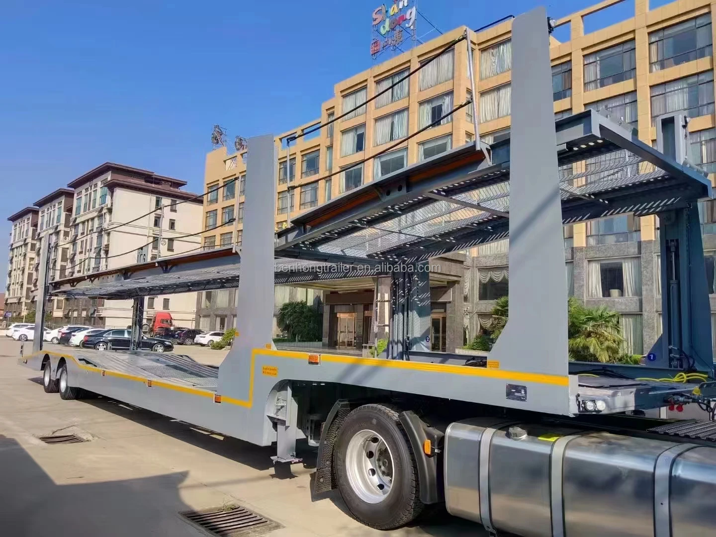 China Factory Price 2 Axles Two Floor Vehicle Transport Car Carrier Trailer