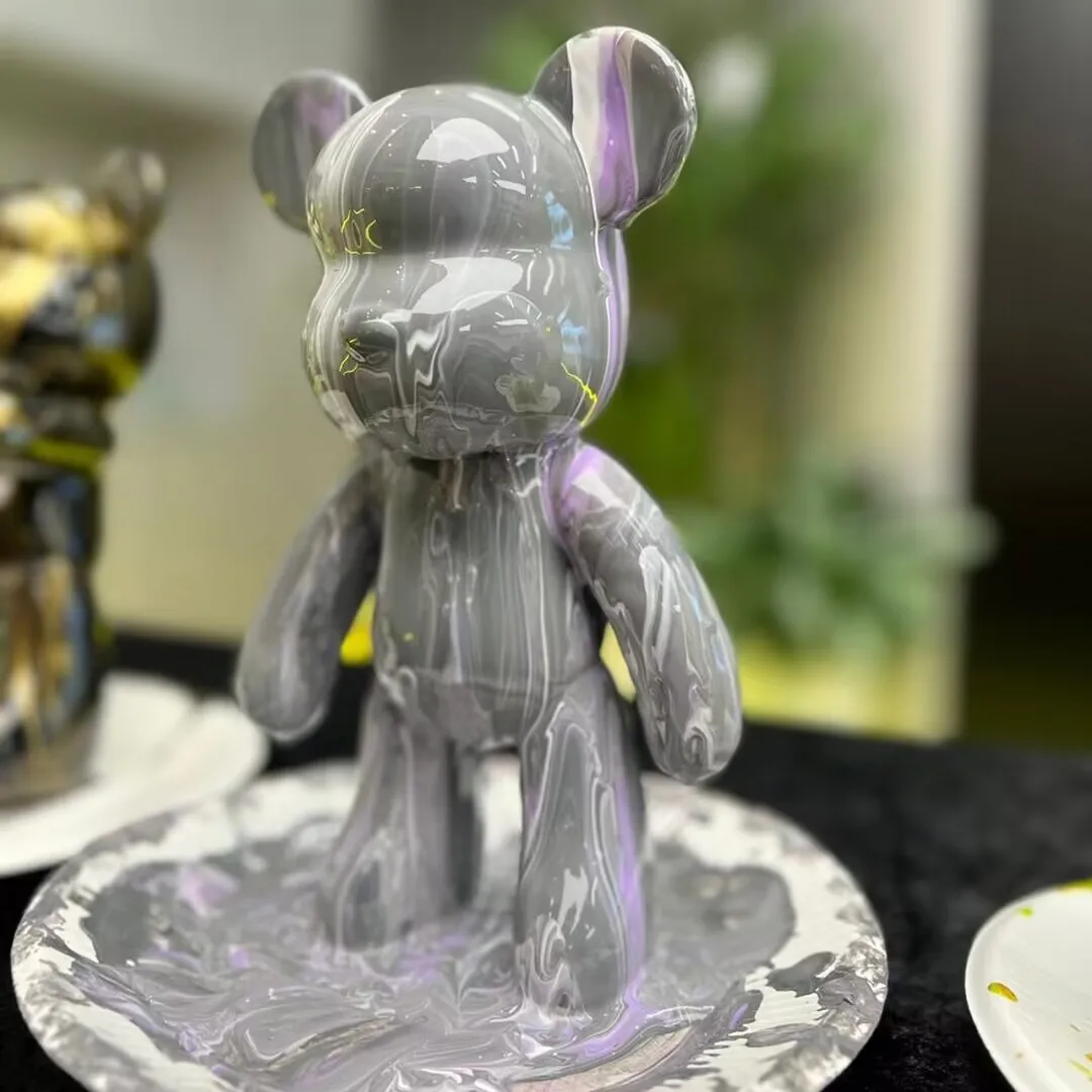 Wholesale DIY Fluid Bear Painting Kit 18cm Violent Bear Creative Home Decoration Handmade Doll Fluid Bear Set for Kids