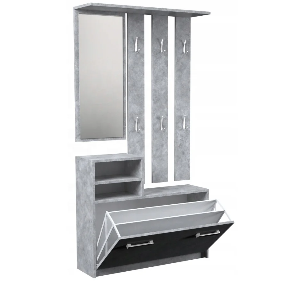 modern mounted wood hallway cabinet furniture shoe cabinet with full length mirror coat hanger