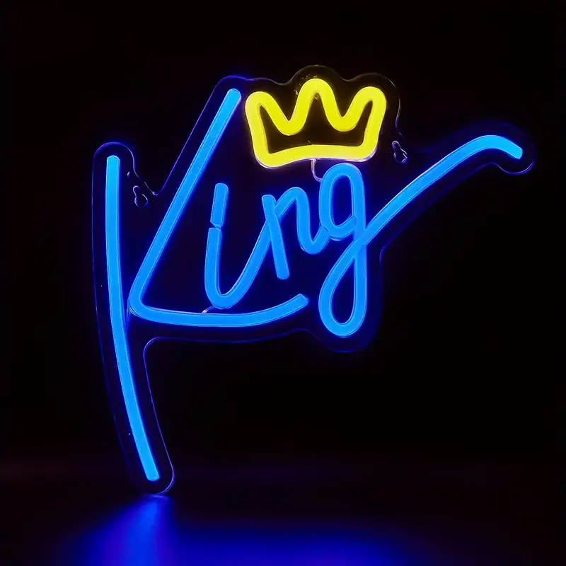 1pc King LED Neon Backboard Light - USB Powered Bedroom Decor with Line Switch