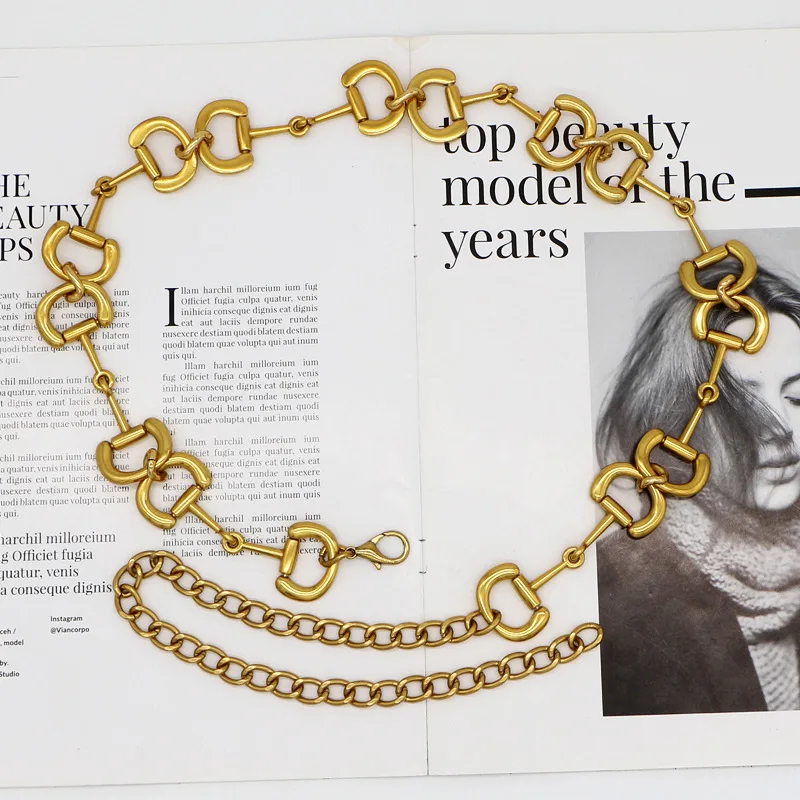 Hot Sale Women Fashion Thick Ring Chain Belts for Women Lady Fancy Metal Chain Belt