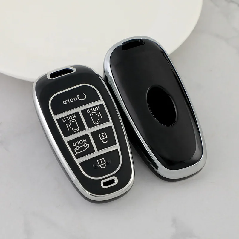 Silver Edge TPU Car Remote Key Case For Hyundai Tucson 2022 6 buttons Staria 2021 Car Accessories Silver TPU  Car Key Cover