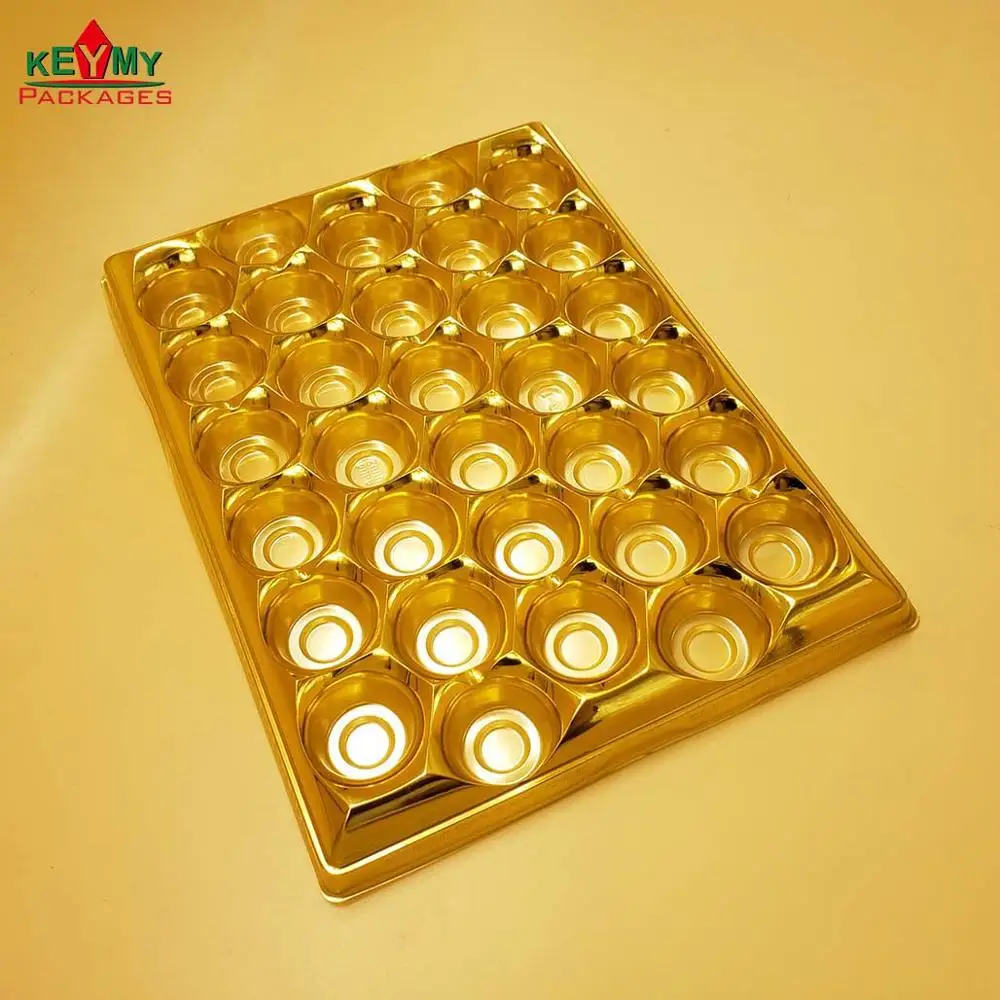candy tray, customize gold or silvery PET blister tray for food from ISO approved factory, in Shenzhen