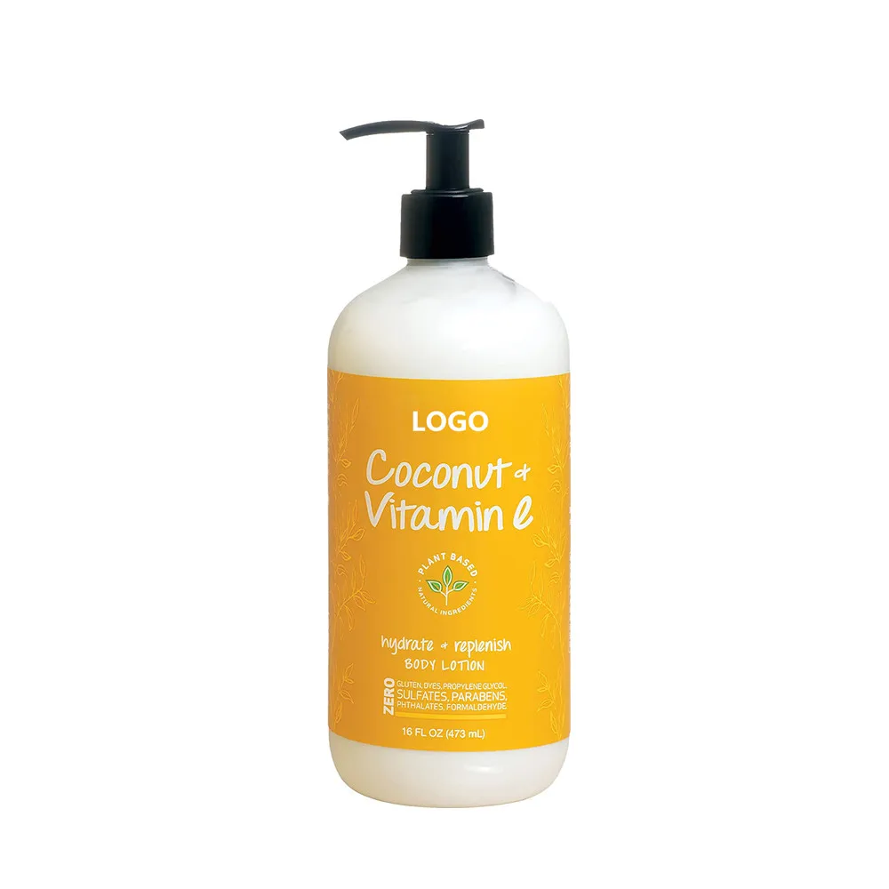 OEM Private Label Organic Natual Skin Nourishing Whitening Coconut Oil Aloe Vera Vitamin E Face And Body Lotion