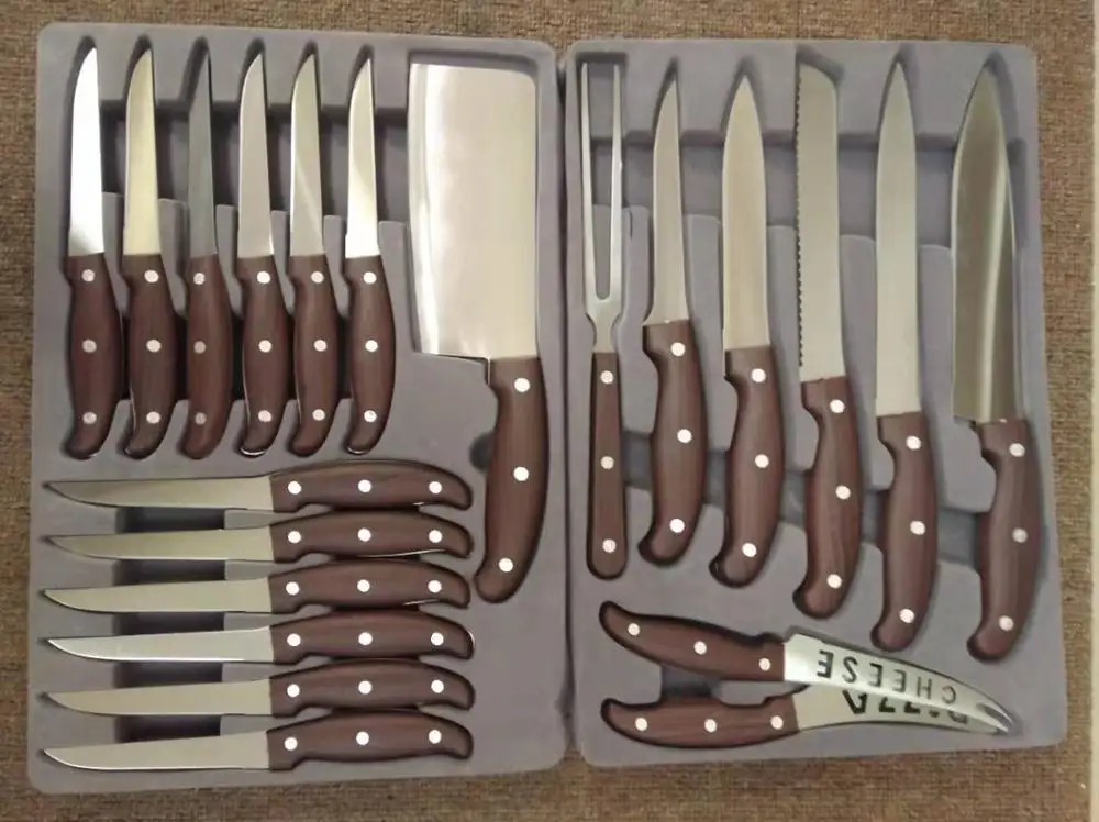 factory price promotion 24pcs stainless steel knife set with color case
