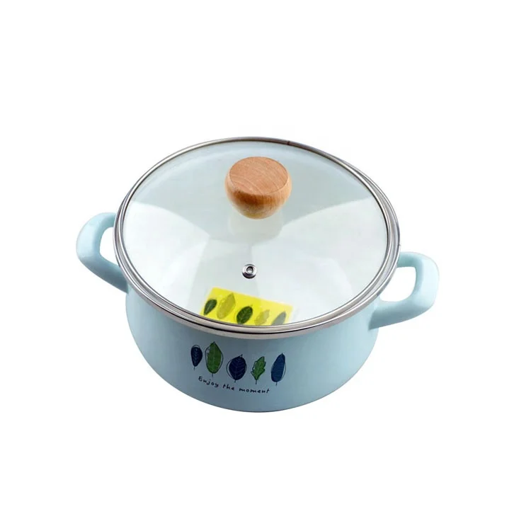 
Hot Sale Enamel Soup Heating Pot Blue Color Enamel Iron Cast Pot With Factory Price 