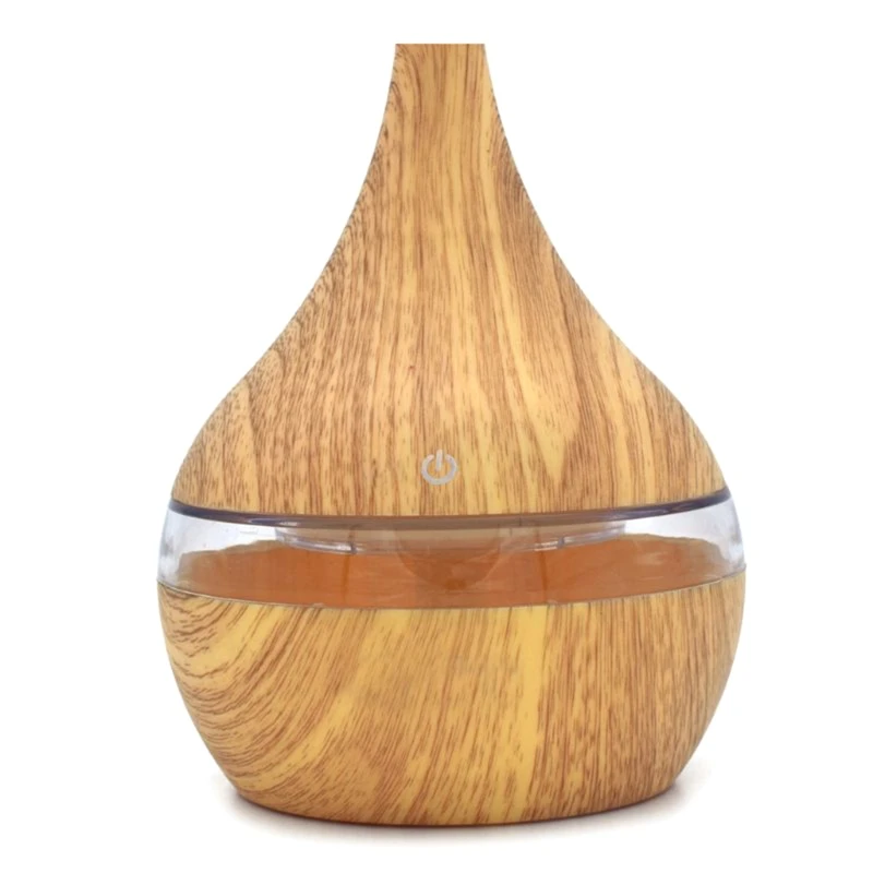 300ml USB Wood Grain Air Humidifier 7 LED Night Mist Light Maker Essential Oil Diffuser