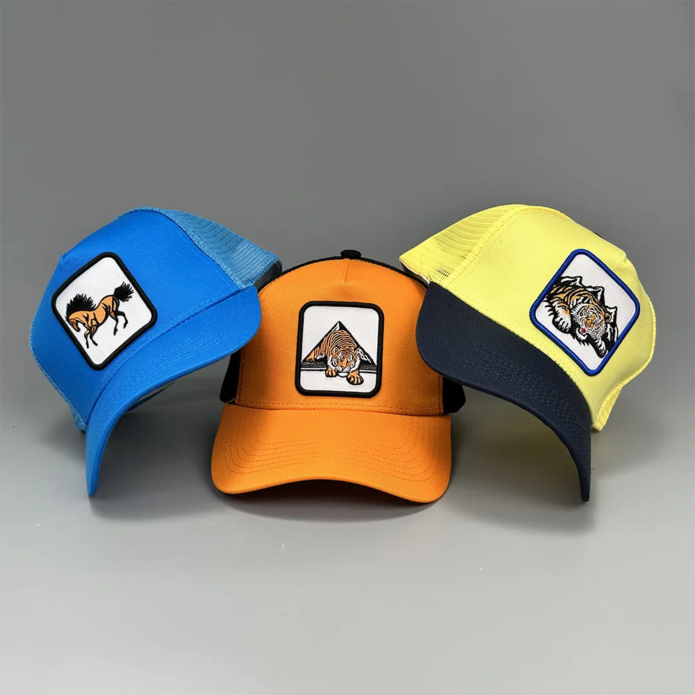 2024 Factory Wholesale Casquette Gorras Mesh Embroidery Logo Trucker Cap Animal Tiger Patch Baseball Caps For Unisex Adults