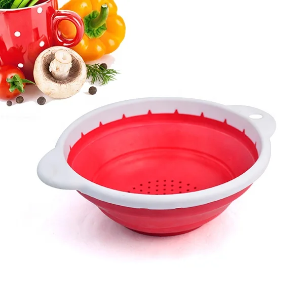 Most Popular Food Grade Collapsible Sink Colanders and Strainers Basket Foldable Silicone Fruit Storage Basket