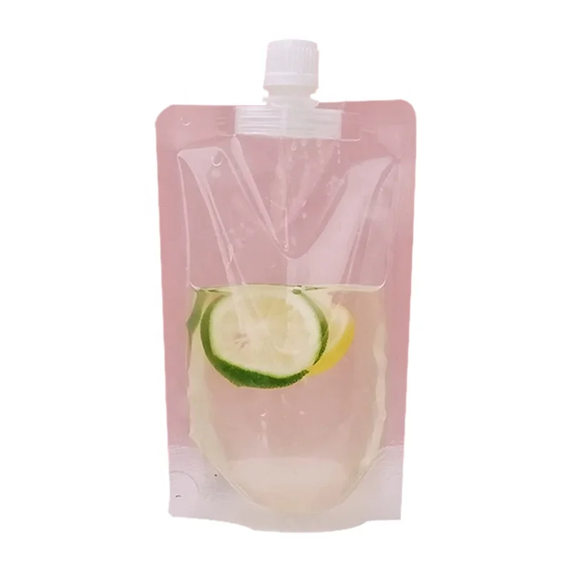 Reusable Self-supporting Transparent Beverage Bag Spout Plastic Liquid Milk Juice Soy Milk Spout Bag