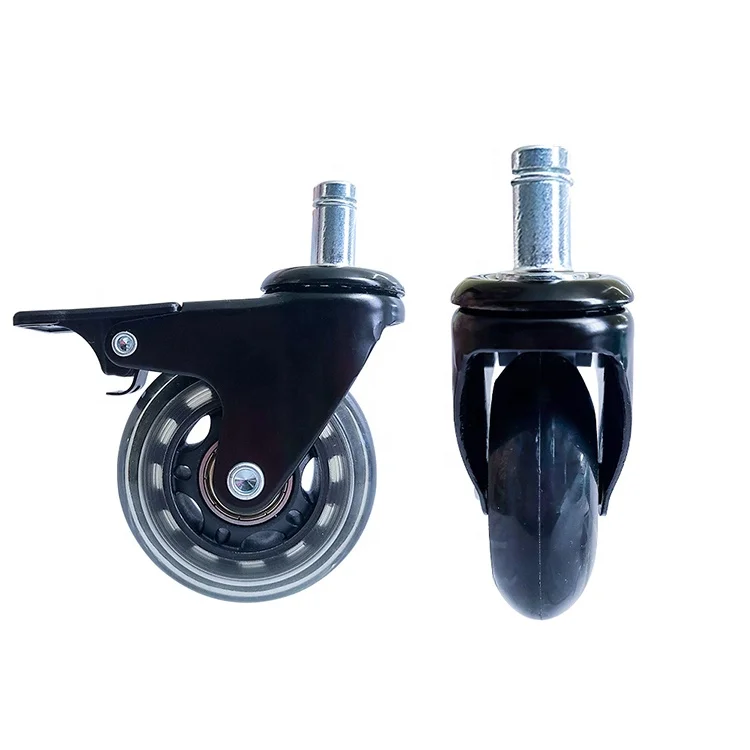 US Stock Set of 5 Swivel Rubber Wheel Office Chair Wheels Locking Caster Replacement Office Chair Caster Wheels with Brakes