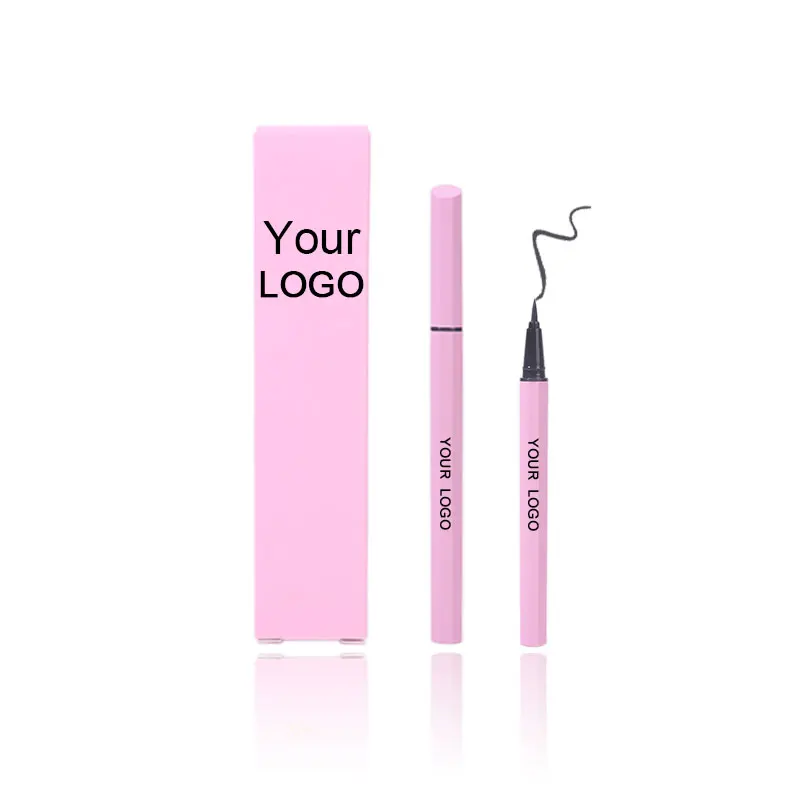 Водостойкая жидкая кисть для подводки глаз Пользовательский логотип, светло-розовая подводка для глаз производство, высокое качество Черная Подводка для глаз Карандаш Макияж