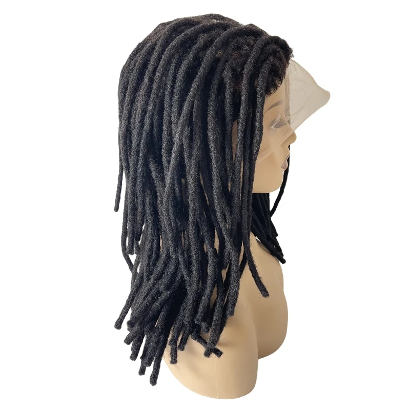 14 inches Indian Virgin Human Hair Black Color 180% Density Dreadlocks Full Lace Wig for Black Woman