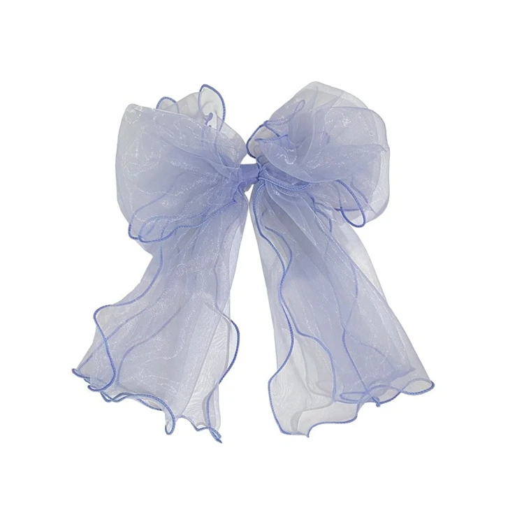 Fashion Organza Big Bow Hair Clip Elegant Ribbon Bowknot Spring Clip Solid Color Handmade Hairpin Women Hair Accessories