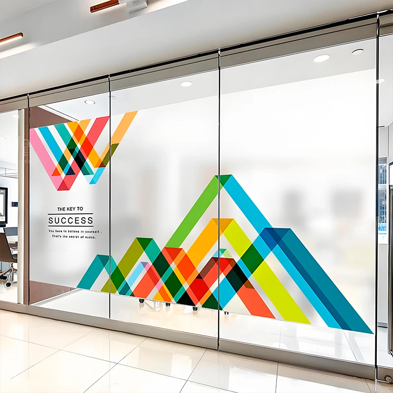 Индивидуальный узор логотип стеклянные декоративные наклейки ультра-прозрачные статические съемные самоклеющиеся пленки