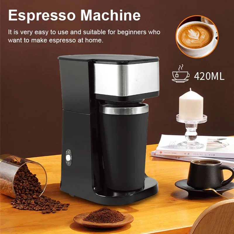 2024 Fashion 1-Cup Digital Coffee Maker Washable Basket Filter Auto Brew Coffee Machine Single-Serve Brewer