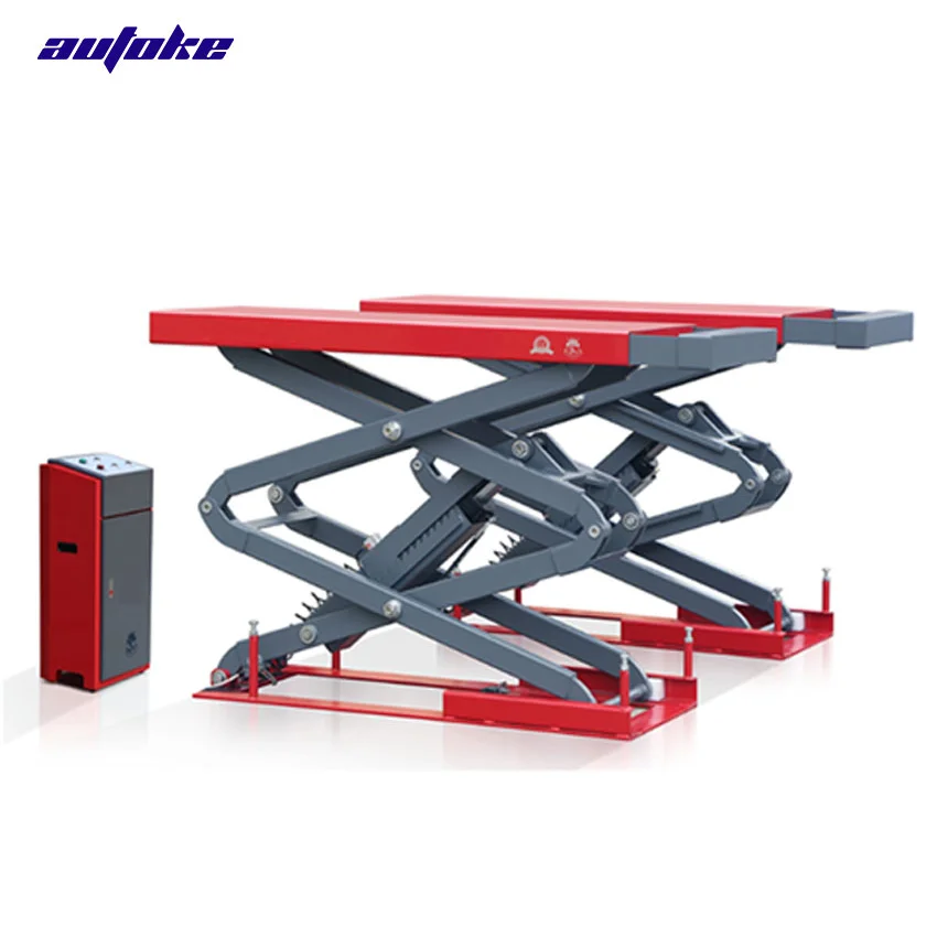 AUTOKE In-ground 4000kg Scissor Car Lifts scissor auto lift electric lock full rise hydraulic scissor car lift for car repair