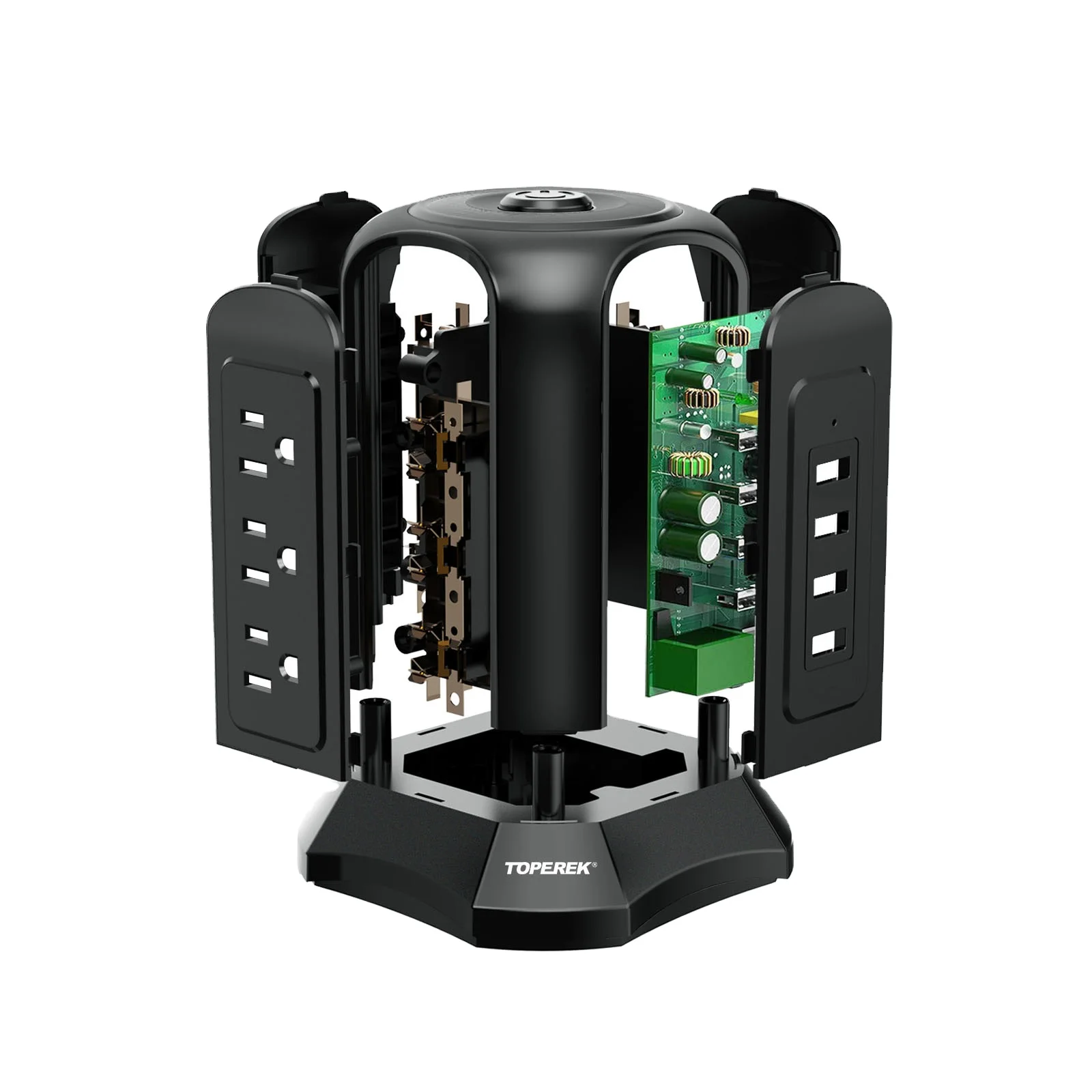 Factory Direct US Standard Twoer Socket Multi EU Outlet Surge Protector USB Power Strip Switch Tower Socket for Home Office