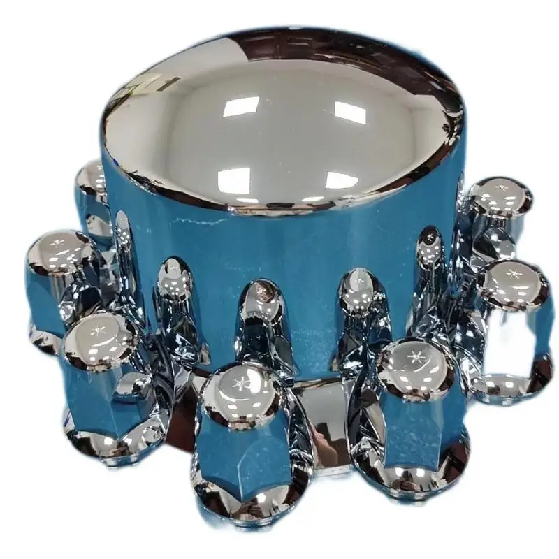 22.5' Chrome ABS Rear Axle Wheel Covers Hub caps with 33mm Nut Covers for American semi trucks Screw in