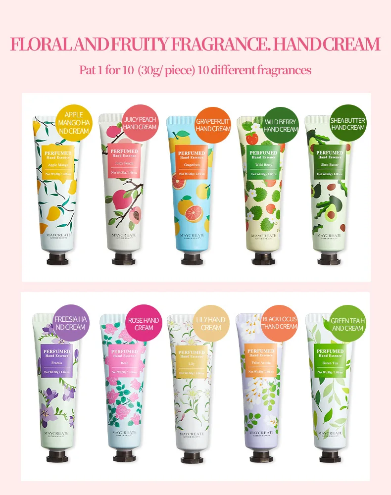  Hot Selling High Quality 30g Natural Anti Aging Peach Rose Shea Butter Lily Moisturizing Hand Cream for Dry