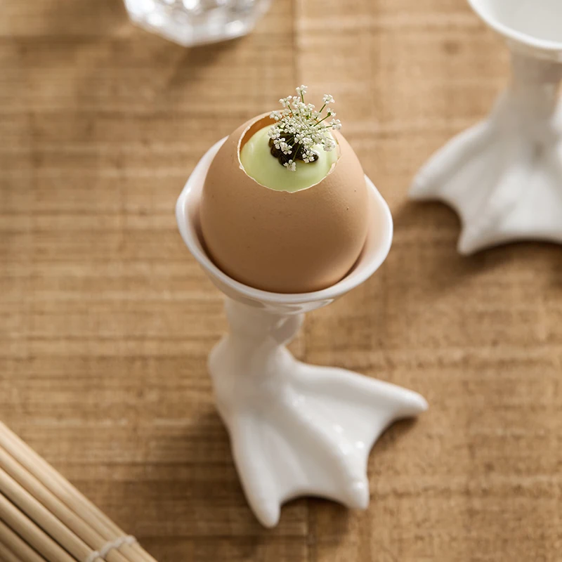 Breakfast egg tray white ceramic cute duck feet shape good-looking network red snack dish hotel tableware