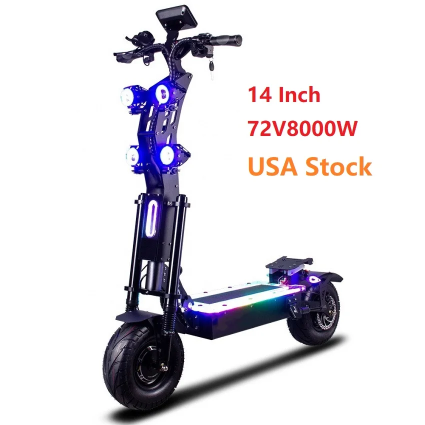 USA Stock 14 inch Tubeless Tire 72V 10000W Strong Power Oil Brake 8000W Electric Scooter