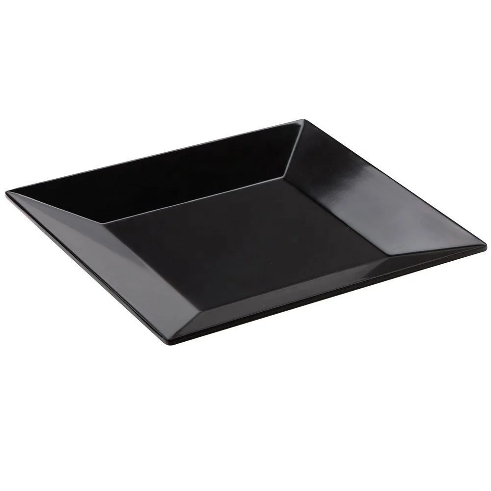 Melamine square black dinner plates