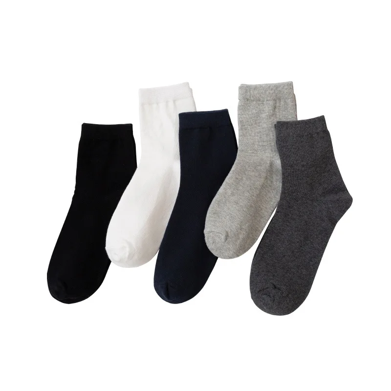 Thin sports cotton deodorant solid color anti-foul mid-calf socks