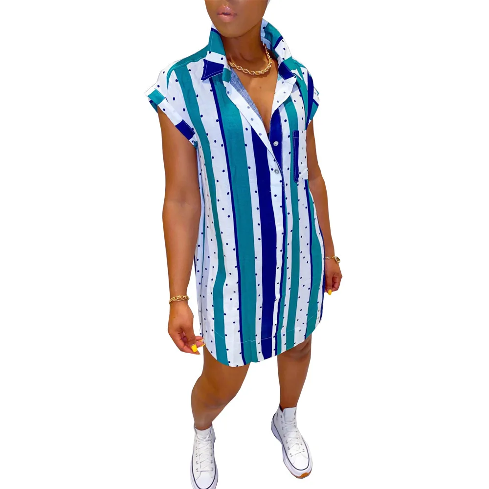 clothes supplier plus size womens skirts digital printing striped polka dot short-sleeved girls skirt india & pakistan clothing