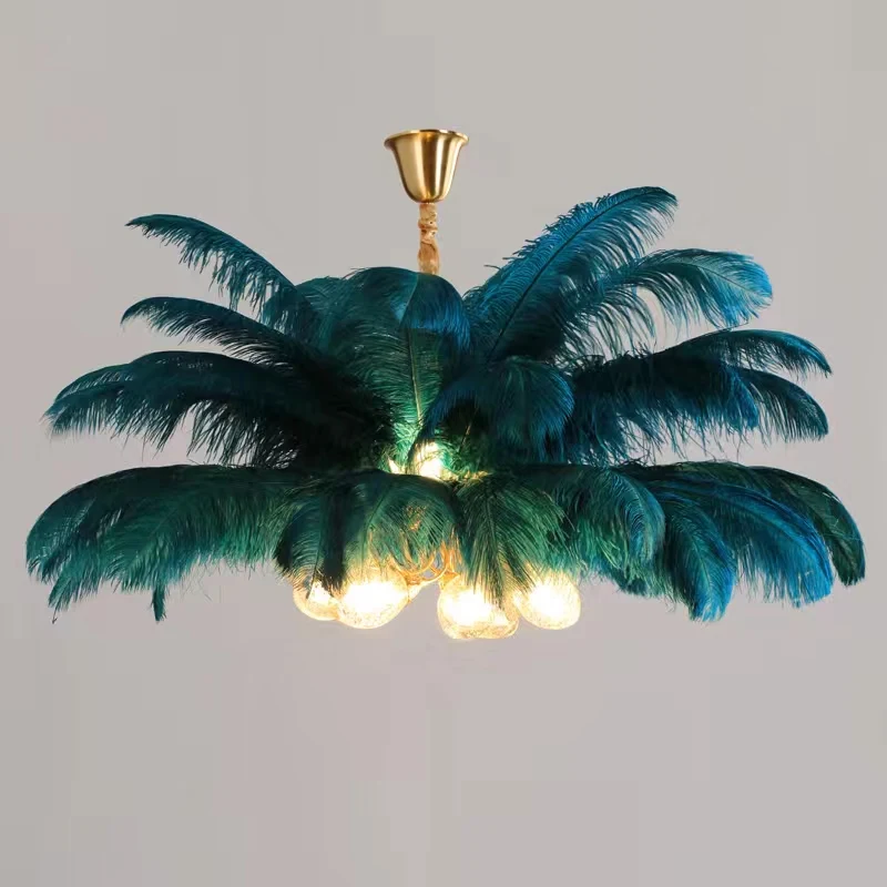 Feather Chandelier Aluminum Modern Nordic Ostrich Standing Led Fancy White Feather Chandelier