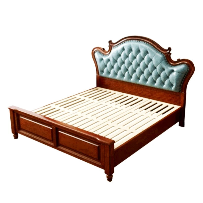 Customized American all -solid wood Antique and soft King bed Bedroom furniture set