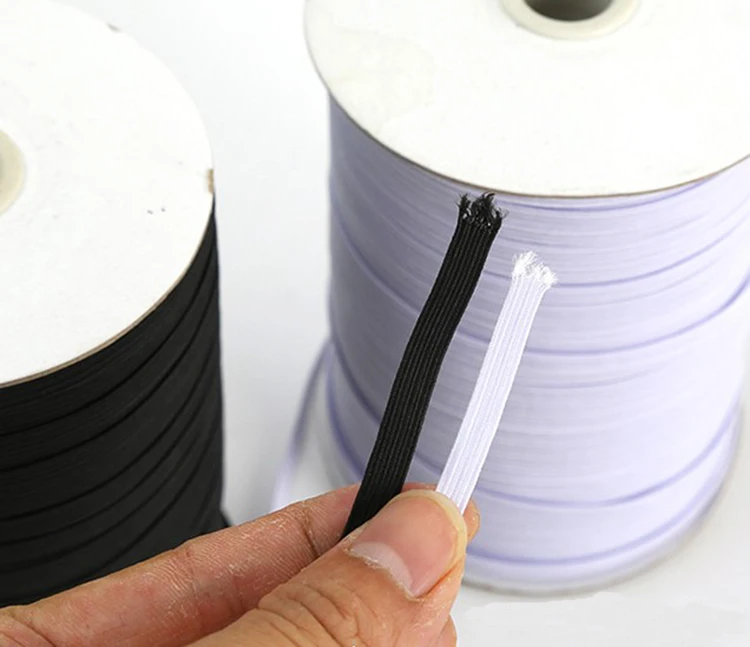 Black White Elastic Rope Flat Elastic Ear Band For Home Textile