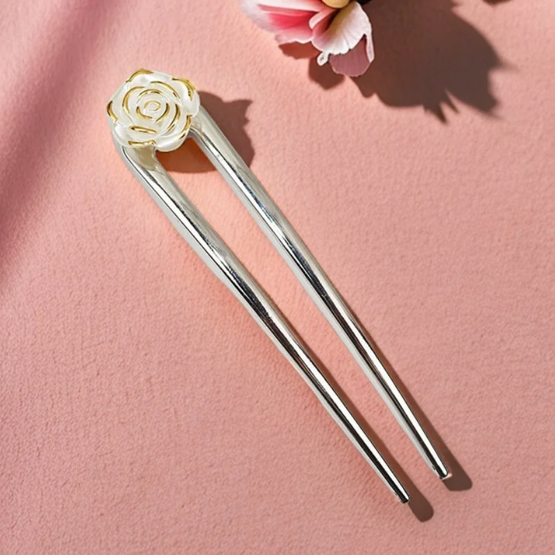 Baiyiyuan Cheap Silver Golden Lotus Flower Bowknot Decorative U Shaped Hair Pins