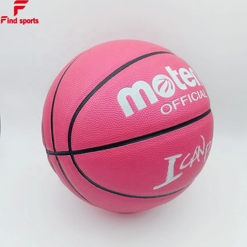 pink gril women PU leather basketball OEM logo size 6 for gift or promotion WNBA ball